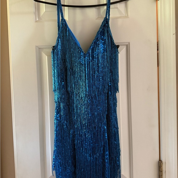 Sherri Hill Dresses & Skirts - Sherri Hill Blue Fringe Dress